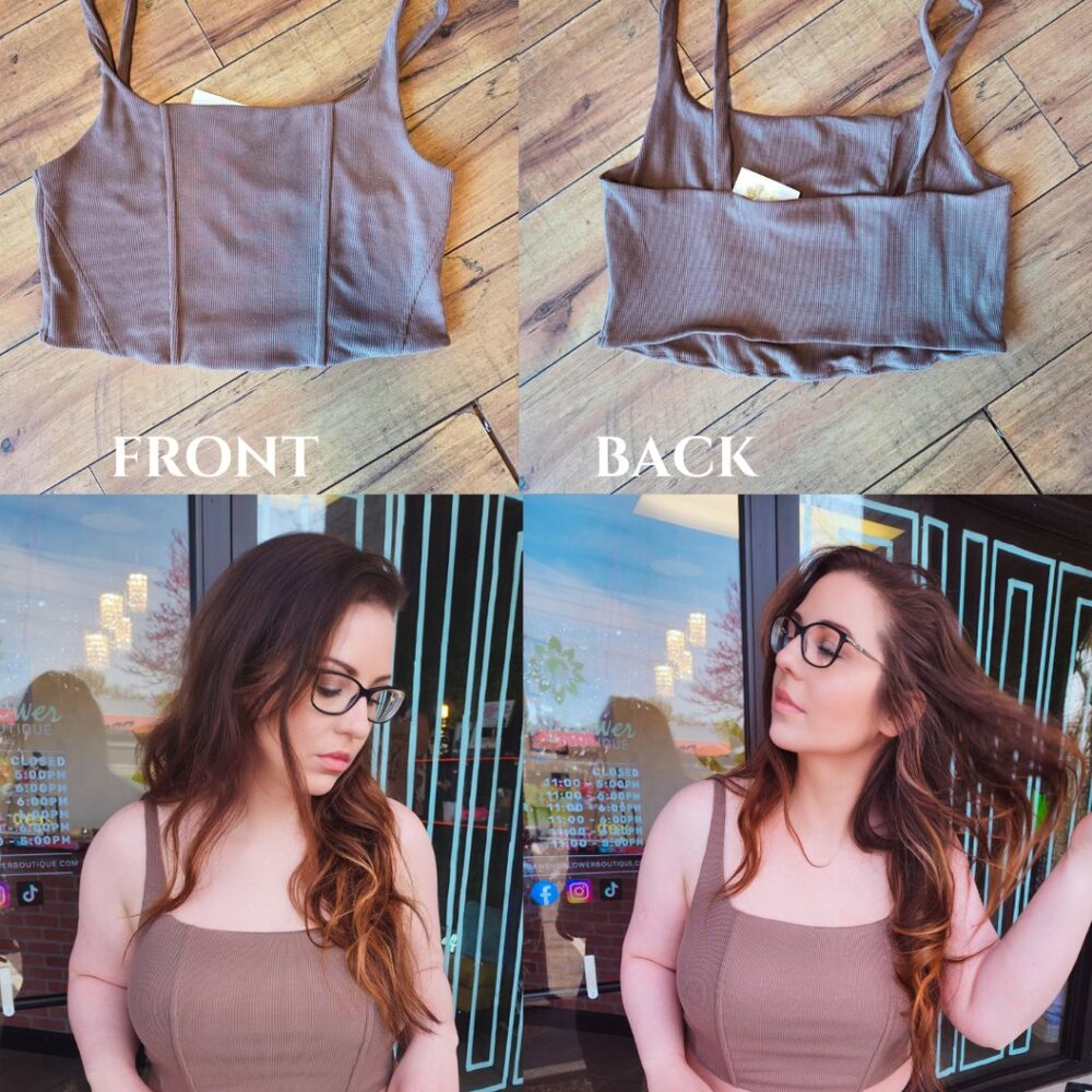 PLUS SIZE CUVRY CORSET RIBBED TOP